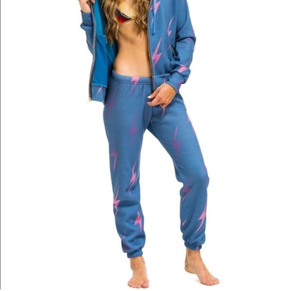 Aviator Nation Blue, Pink, & Purple Bolt Repeat Sweatpants‎